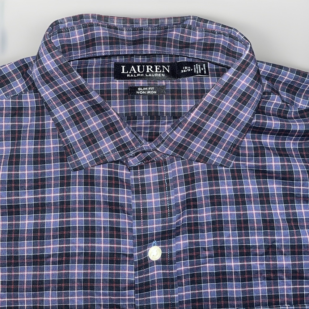 Lauren Ralph Lauren Slim Fit Plaid Long Sleeve Shirt Men's Size 16.5 36-37